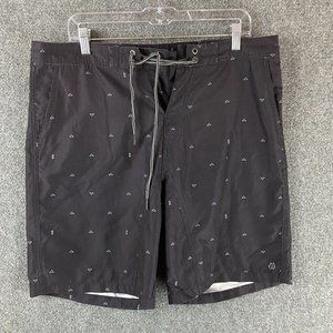 Freeworld Board Shorts Size 34 Men's Black Drawstring 100% Polyester
